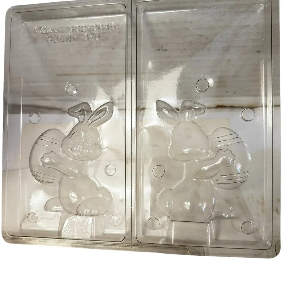 Wilton Candy Molds Lot 5 Easter Christmas Classic 3D Bunny Clear Plastic Set